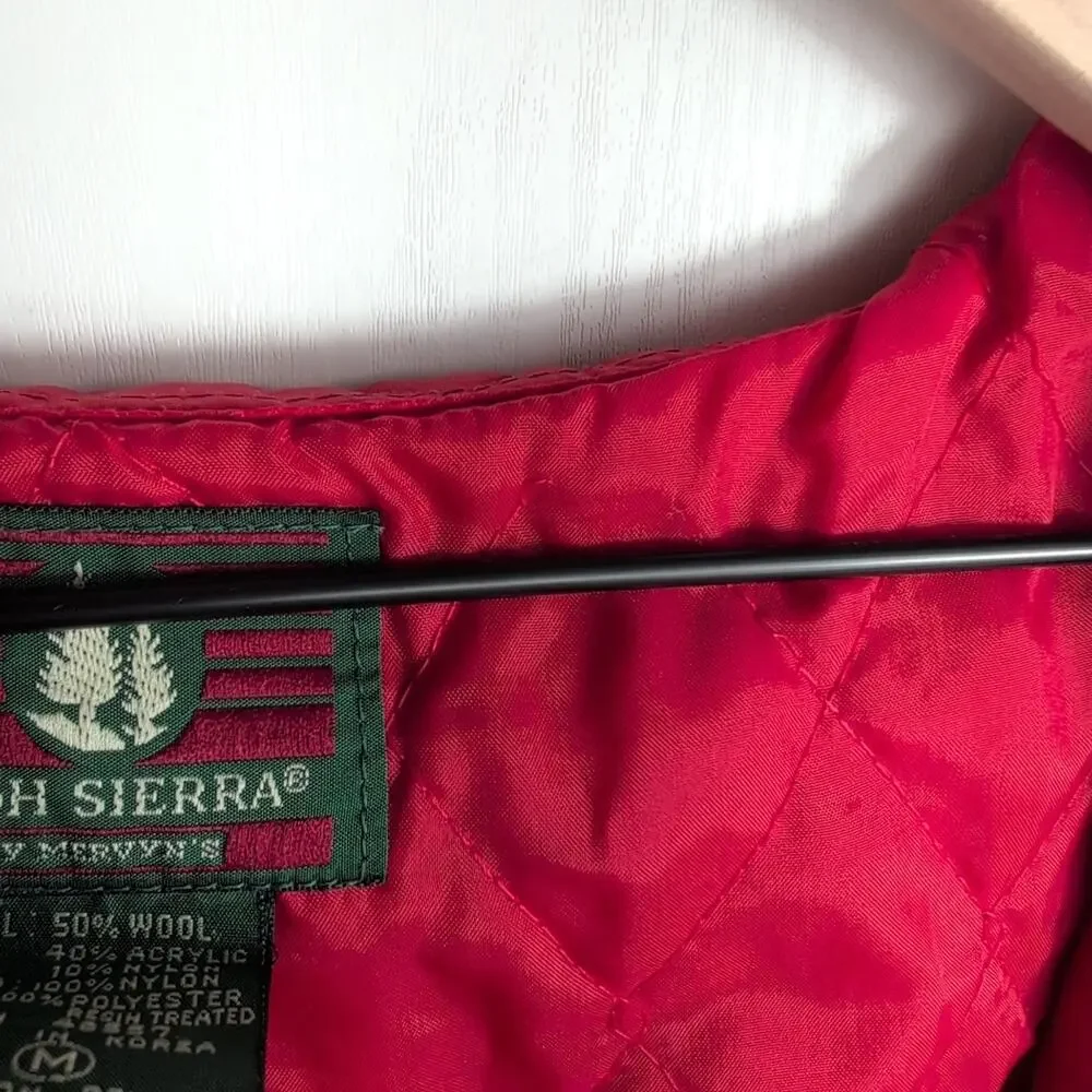 High Sierra Wool Plaid Shacket Men’s Med Red Blue Quilted Hunting Jacket Vintage - Picture 8 of 16